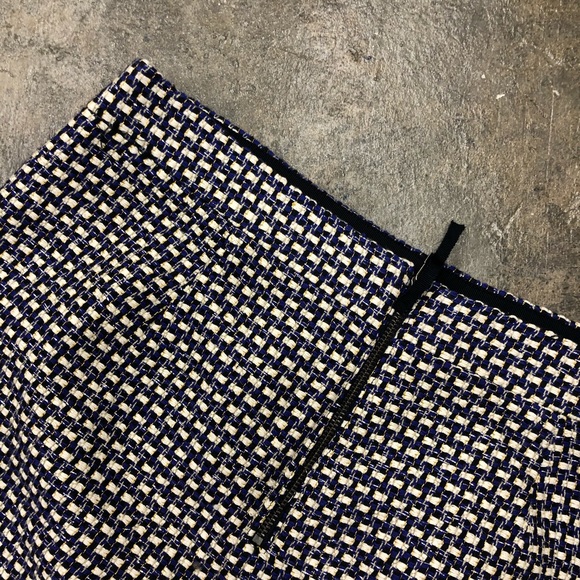J Crew Postage Stamp Mini Skirt Navy Tweed Lurex 4 - Picture 7 of 9